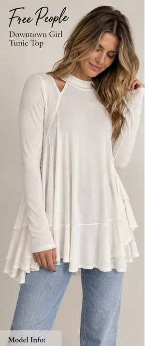 Free People Downtown Girl Tunic Top White Mock Neck Cold Shoulder Ribbed Small thumbnail 1