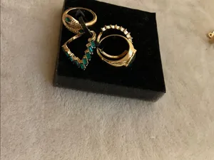 Gold-Tone Snake & Emerald Accent Ring Set - Women Jewelry thumbnail 5