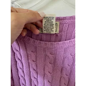 L.L. Bean Cable Crewneck Pullover Sweater Purple Lilac Size Medium thumbnail 6