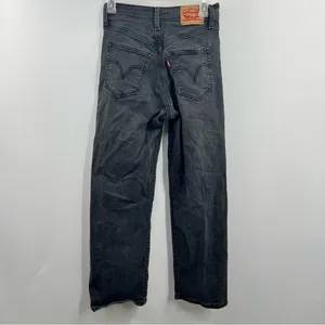 Levi’s Ribcage Straight Ankle Jeans 26 Gray Black Super High Rise Button Fly thumbnail 3