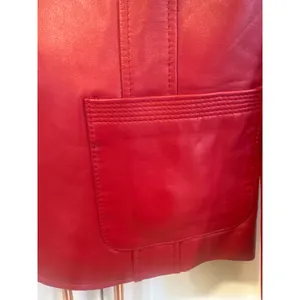Alfani Red Leather Blazer Jacket Womens M Button Genuine Leather read casual thumbnail 3