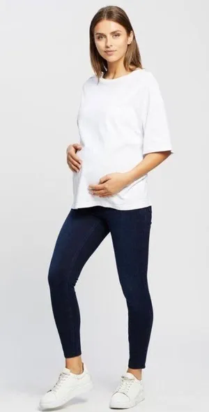 Spanx Mama Ankle Jean-ish High Rise Denim Leggings Blue Maternity Pregnancy XS thumbnail 12