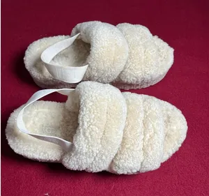 UGG Oh Fluffita Cream/Beige Fur Platform Slides Sandals Womens 10 thumbnail 1