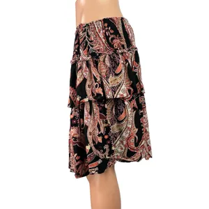 Anthropologie Myla Ruffled Boho High Waist Paisley Tiered A Line Mini Skirt Sz L thumbnail 2