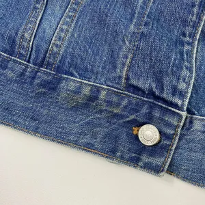 GAP Jeans Denim Trucker Jacket Womens Large Blue Button Front Monogram DJB Faded thumbnail 8