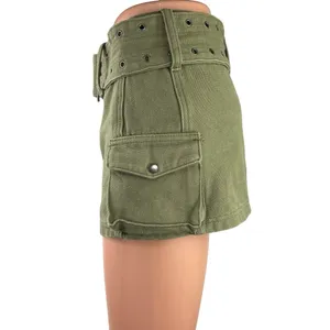 Princess Polly Green High Waisted Belted Mini Cargo Straight Pencil Skirt Sz 2 thumbnail 2