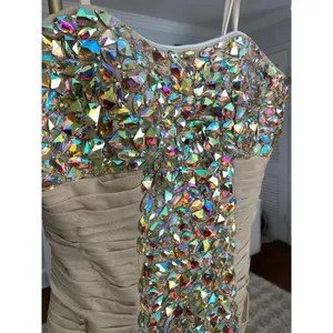 La Femme Cocktail Dress Sparkle Jeweled Ruched Party Wedding Bachelorette Rich thumbnail 4