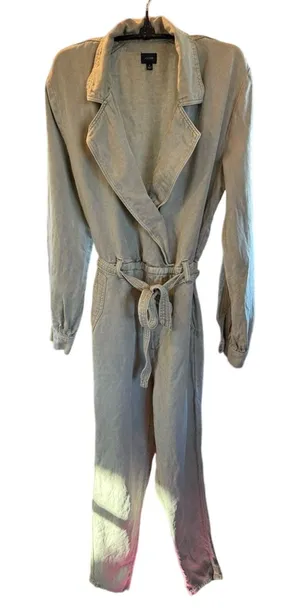 Joe's Jeans linen blend jumpsuit light green size Medium thumbnail 1