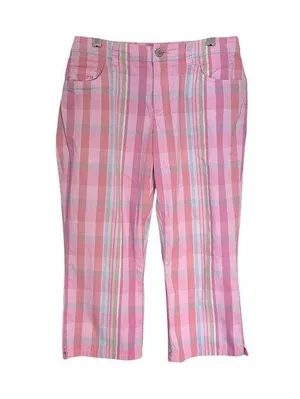 Ralph by Ralph Lauren Womens Sz 0 St Barts Hilite Plaid Pink Capri Pants Y2K thumbnail 1