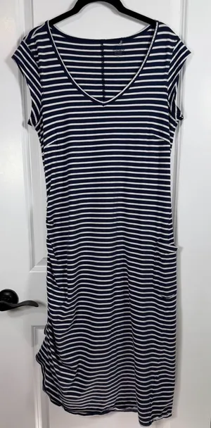 Toad&Co Samba Muse Ruched Striped Pocket Dress thumbnail 1