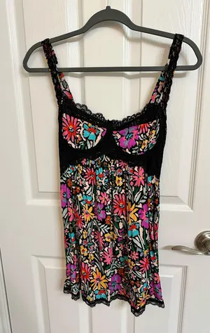 Floral Black Lace Mini Dress thumbnail 3
