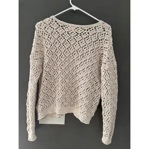 Artelier Nicole Miller Womens Cream Crochet Open Knit Sweater Small Beige Boho‎ thumbnail 8