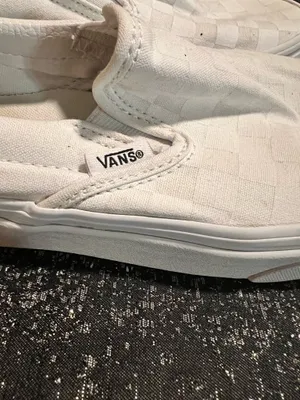 Womens 7 Vans Classic Slip On Checkerboard True White Canvas Sneakers thumbnail 6