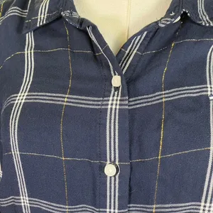 Tommy Hilfiger Women's Navy‎ Plaid Button Down Shirt Metallic Accents Size M thumbnail 3