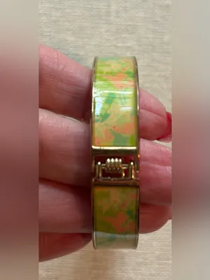 Lilly Pulitzer Colorful Floral Print Gold Tone Hinged Cuff Bracelet thumbnail 9