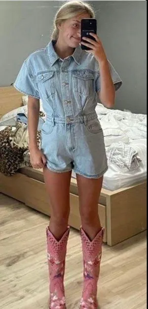 These Three Boutique Denim Romper thumbnail 1