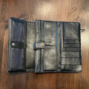 Black Casual‎ Women's Button Closure Wallet Compartments Cards Money Change thumbnail 3