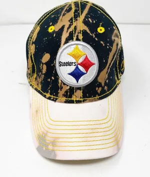 Reebok Vintage NFL Pittsburgh Steelers Bleach Splatter Dad Hat OS thumbnail 3
