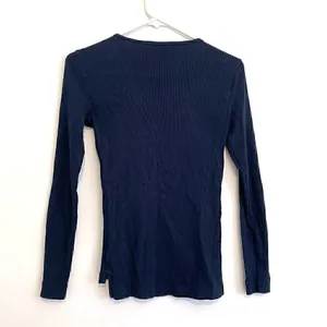 LAUREN RALPH LAUREN LRL Gacy Zip Shoulder Crew Navy Blue Long Sleeve Cotton Top thumbnail 12