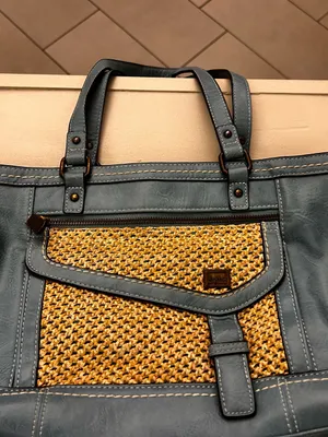 b.o.c. Teal and Tan Woven Front Tote Bag. Gorgeous thumbnail 2