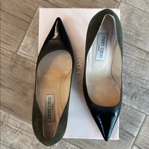 Jimmy Choo Patent Suede Black/Military 3” Heels thumbnail 3