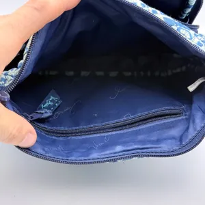 Vera Bradley Crossbody Bag Blue Quilted Batik Geometric Purse Retired Print thumbnail 6