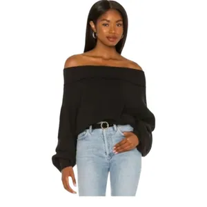 Free People We the Free Close to You Waffle Off Shoulder Top Grey Large thumbnail 9