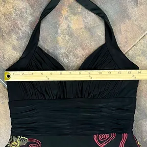 Sangria Ruched Bodice Asymmetrical Handkerchief Hem Halter Dress 4 thumbnail 7