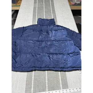 Navy Blue Puffer Jacket Women Zip Up Quilted Mock‎ Neck Coat xl thumbnail 4