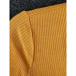 H&M Divided Mustard Yellow Rib Knit Long Sleeve Tie-Front Crop Cardigan Size M thumbnail 7