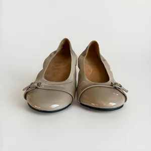 Vionic Neva Women's US 9 Taupe Suede Patent Cap Toe Buckle Ballet Flats thumbnail 6