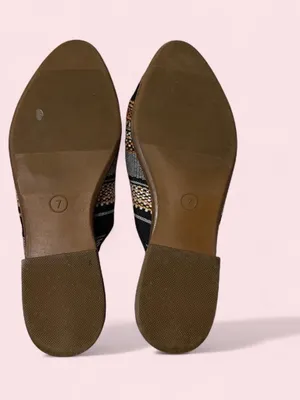 Universal Thread Black, Brown & Tan Woven Slip-On Mules thumbnail 7