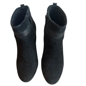 Tory Burch Bristol 85mm Black Suede Gold Logo Ankle Booties 7.5 thumbnail 2