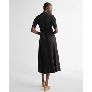 Quince Womens Tencel Jersey Midi Wrap Dress Tie Waist Shawl Collar Black S thumbnail 3