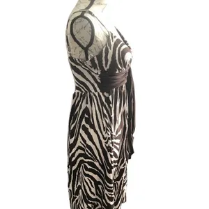 APNY Brown White Zebra Striped Mini Dress Medium thumbnail 4