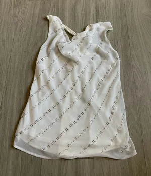 White Sleeveless Chiffon Top Size M thumbnail 1