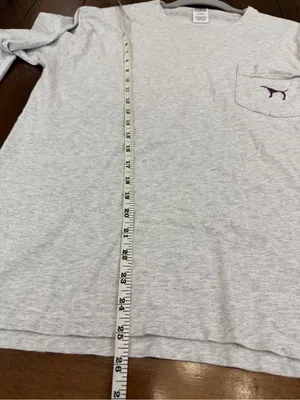 Victoria's Secret PINK Gray Long Sleeve Pocket T-Shirt Graphic Back Logo M thumbnail 5