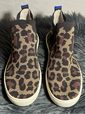 Rothy's Leopard Print High-Top Slip-On Sneakers - Brown/Tan Size 7 thumbnail 2