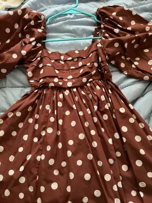 Abercrombie & Fitch Brown & White Polka Dot Dress (w/ Pockets) thumbnail 1