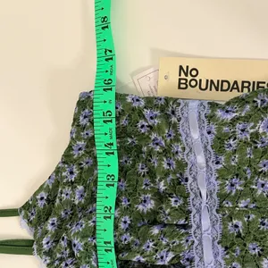 No Boundaries‎ Women Green Purple Floral Lace Camisole Ribbon Crop Top XL 16-18 thumbnail 6