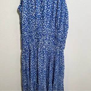 Pinch Women's Size Small Sleeveless High Neck Maxi Dress Blue White Dots Elastic thumbnail 5