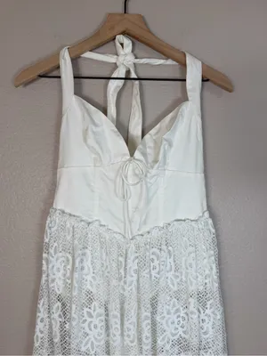 For Love & Lemons Sonnet Lace Maxi Dress White Small NEW $389 Bride Bridal thumbnail 6