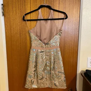 Dress the Population Beige Floral Abbie Halter Mini Dress - Small thumbnail 5