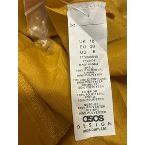 NEW Asos Mustard Yellow High Neck Long Puff Sleeve Fit & Flare Mini Dress Size 6 thumbnail 6