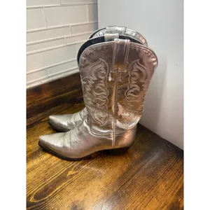 Tony Lama Silver Metallic Cowgirl Boots‎ SIze 6.5 thumbnail 2