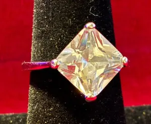 Silver tone Princess Cut CZ Ring size 7 thumbnail 1