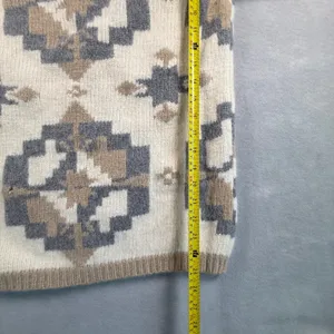 Classiques Entier Lambswool Angora Geometric Turtleneck Sweater Cream Grey XS thumbnail 8