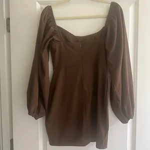 Princess Polly LILLIE LONG SLEEVE MINI DRESS BROWN size small thumbnail 4