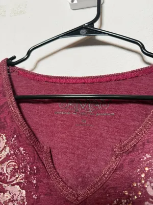 Y2K Soft Grunge Burgundy Long Sleeve with Rhinestone thumbnail 2