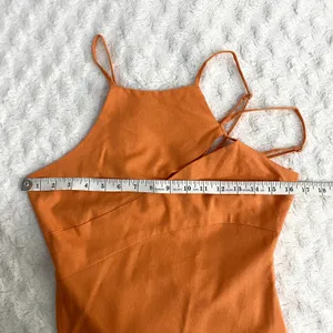 NEW Showpo Patchico Orange Linen Blend Look Split Bust Bodycon Mini Dress 6 thumbnail 9